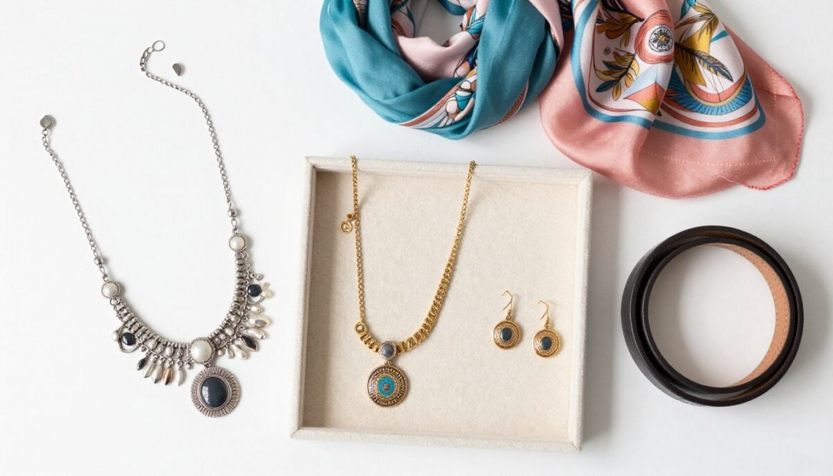 Plus size travel jewelry and accessories organized for packing