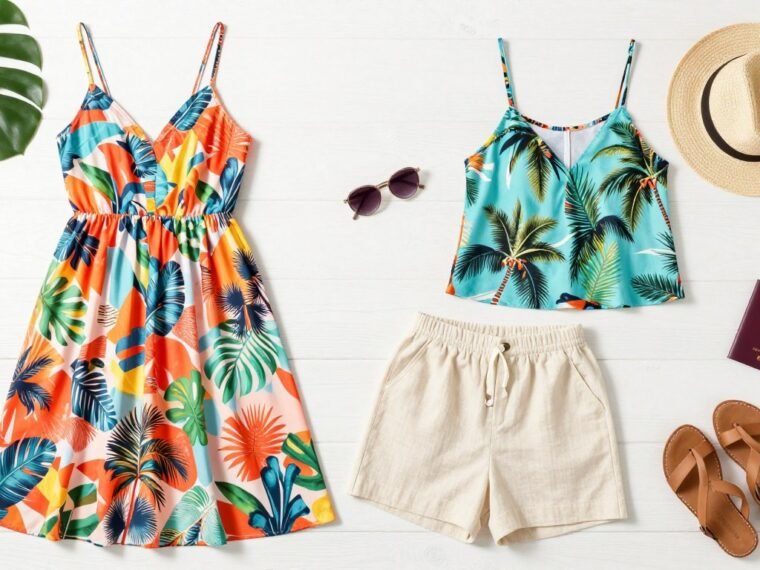 Plus size vacation outfit ideas featuring colorful resort wear and beach attire