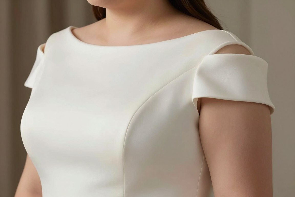 Portrait collar neckline on elegant plus size gown