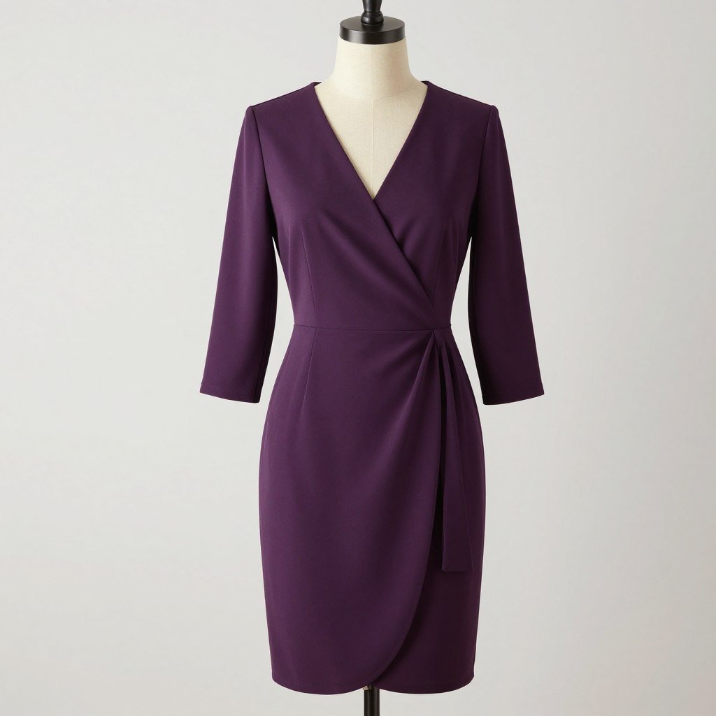 Purple wrap dress for plus size evening wear