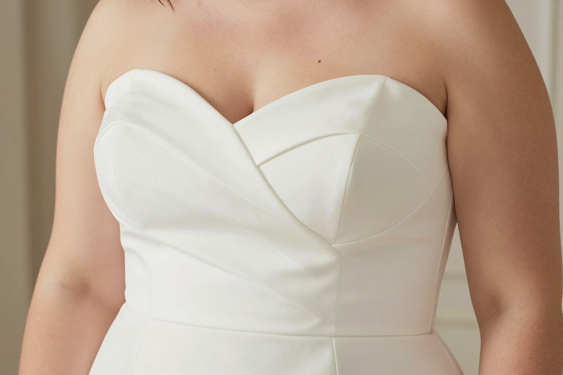 Sweetheart neckline detail on plus size mother bride dress