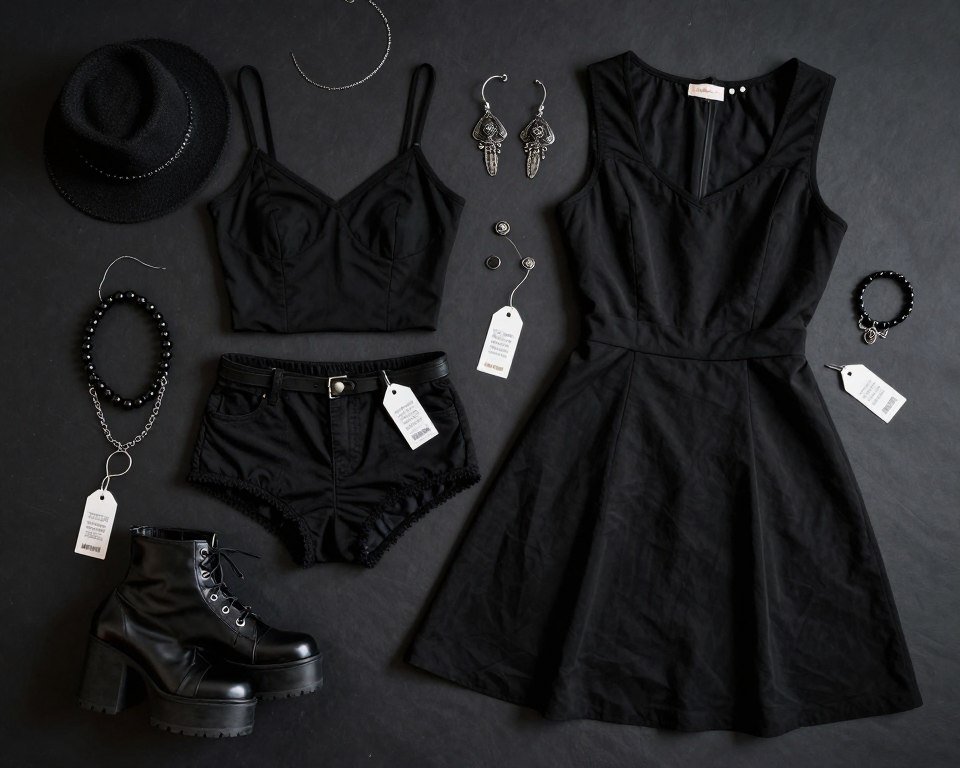 collection of affordable plus size goth clothing items