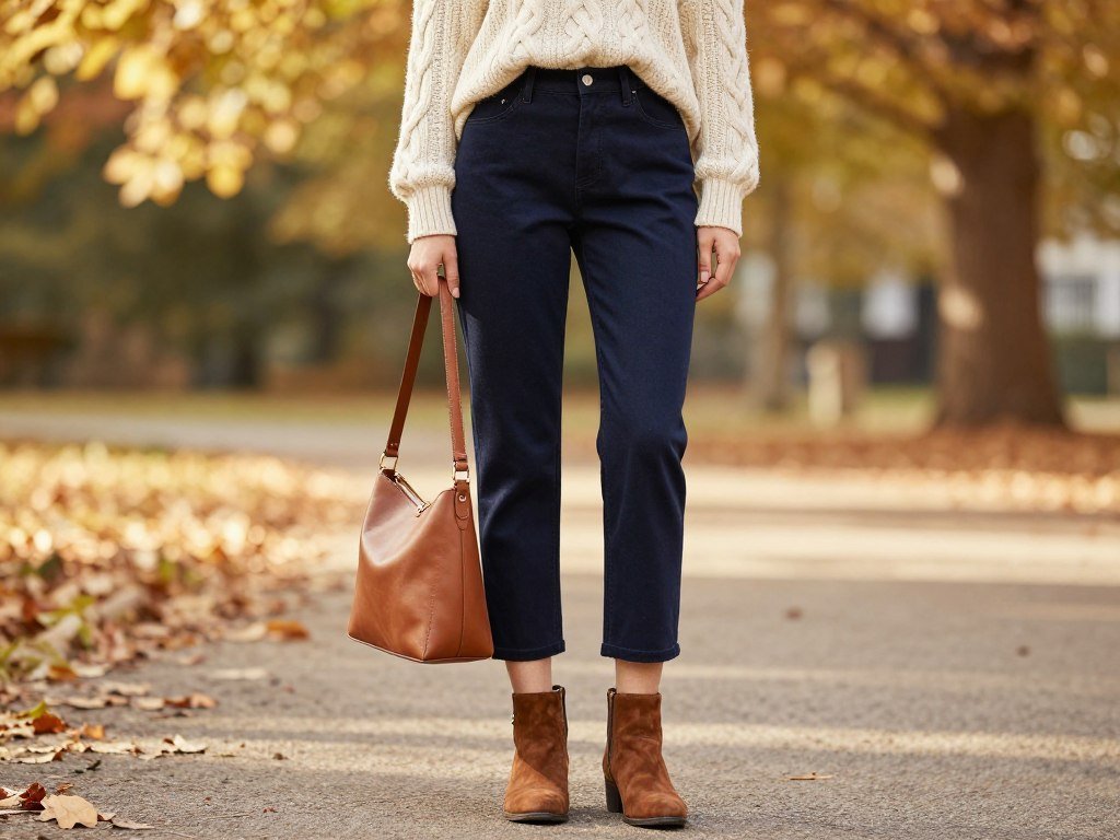 cropped pants styled with ankle boots and sweater