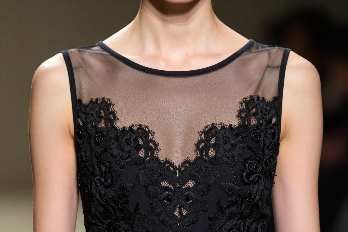 elegant illusion neckline mother of the bride dress with sheer detail