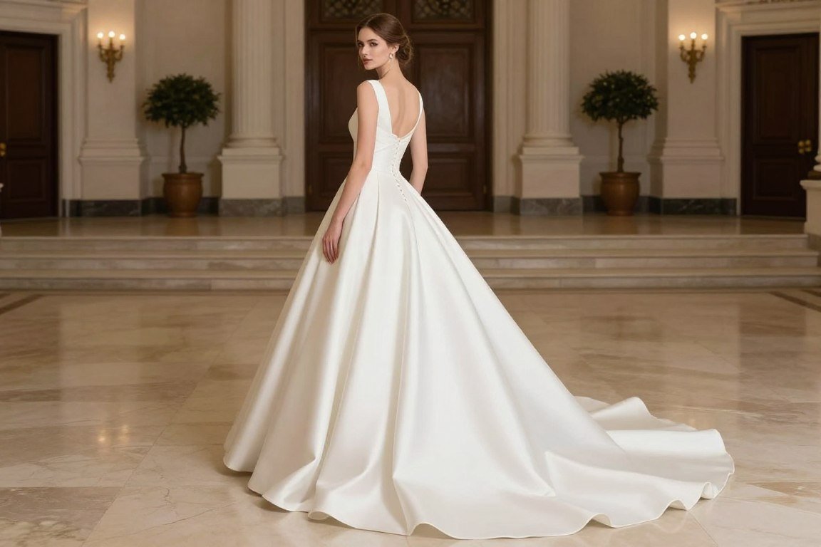 floor-length mother of the bride gown for formal ballroom wedding