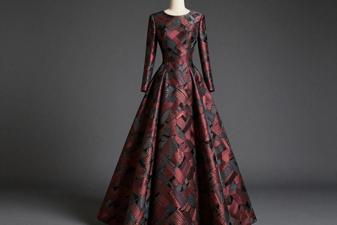 formal brocade mother of the bride gown for winter wedding