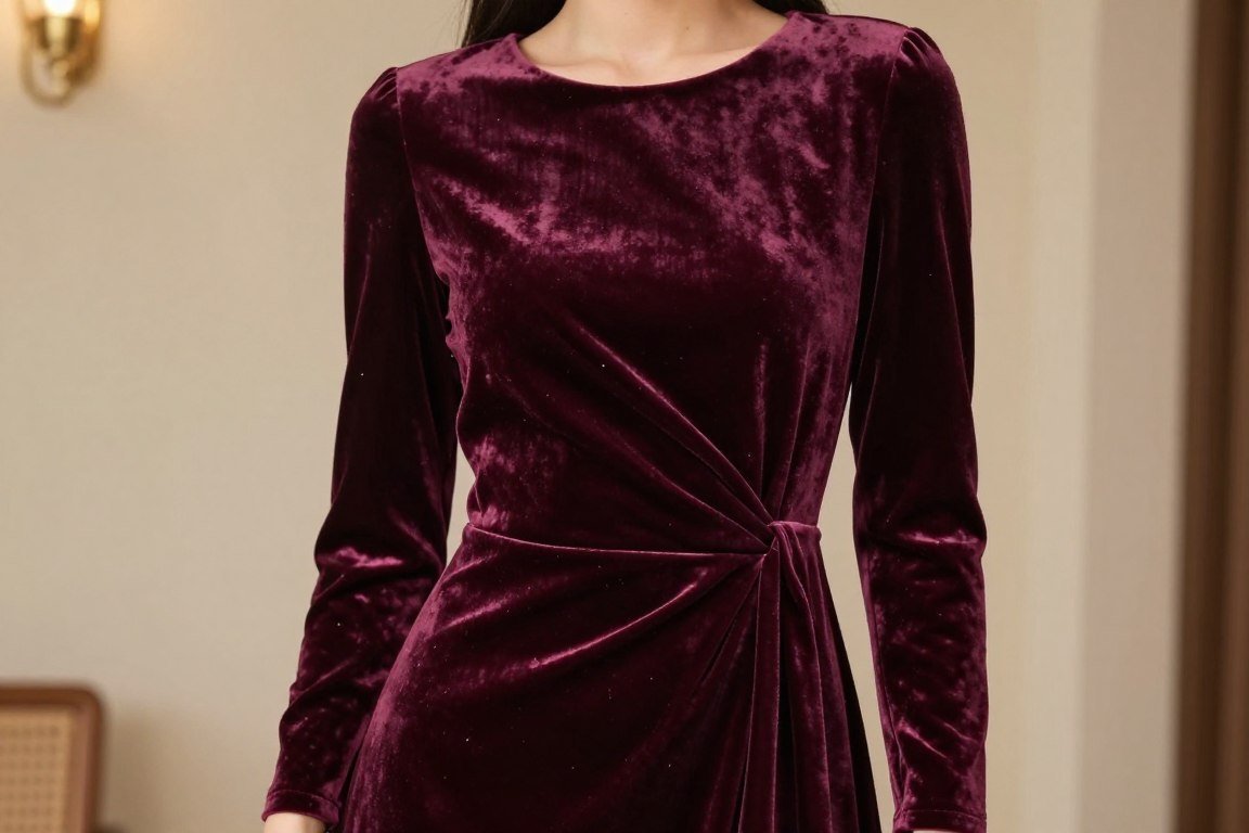 rich velvet mother of the bride dress for autumn wedding
