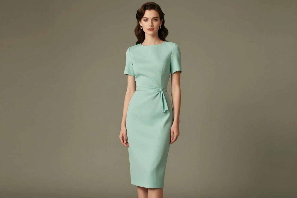 tea-length mother of the bride dress with vintage charm styling