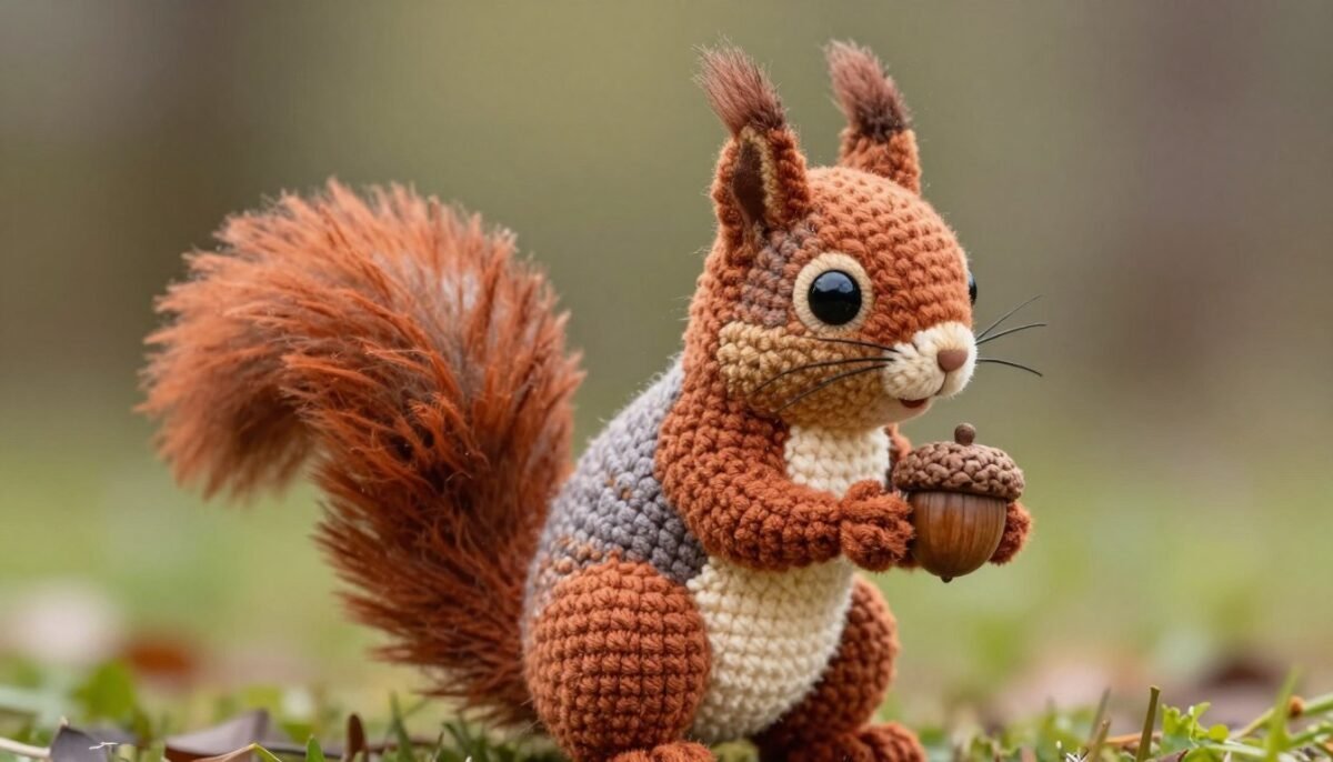 Advanced realistic crochet squirrel pattern with detailed fur coloring