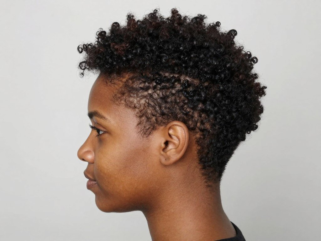Afro pixie haircut with natural texture