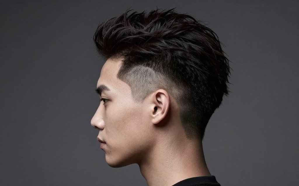 Asymmetric short haircut with undercut for thin hair volume