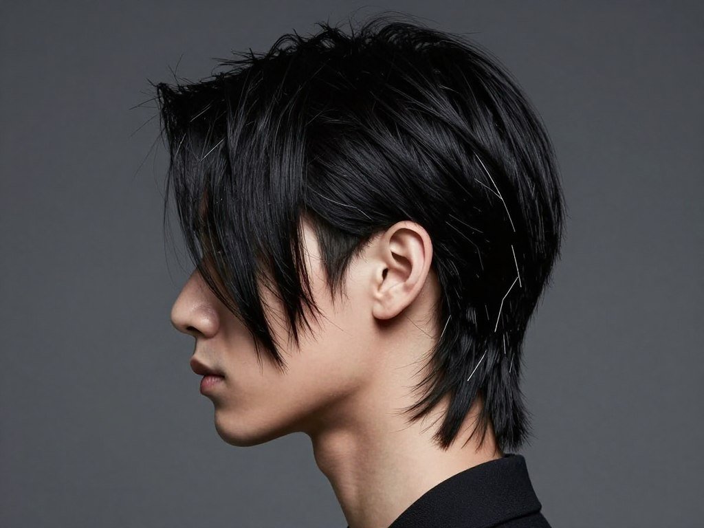 Asymmetrical raven haircut with one side longer, witchy haircut ideas