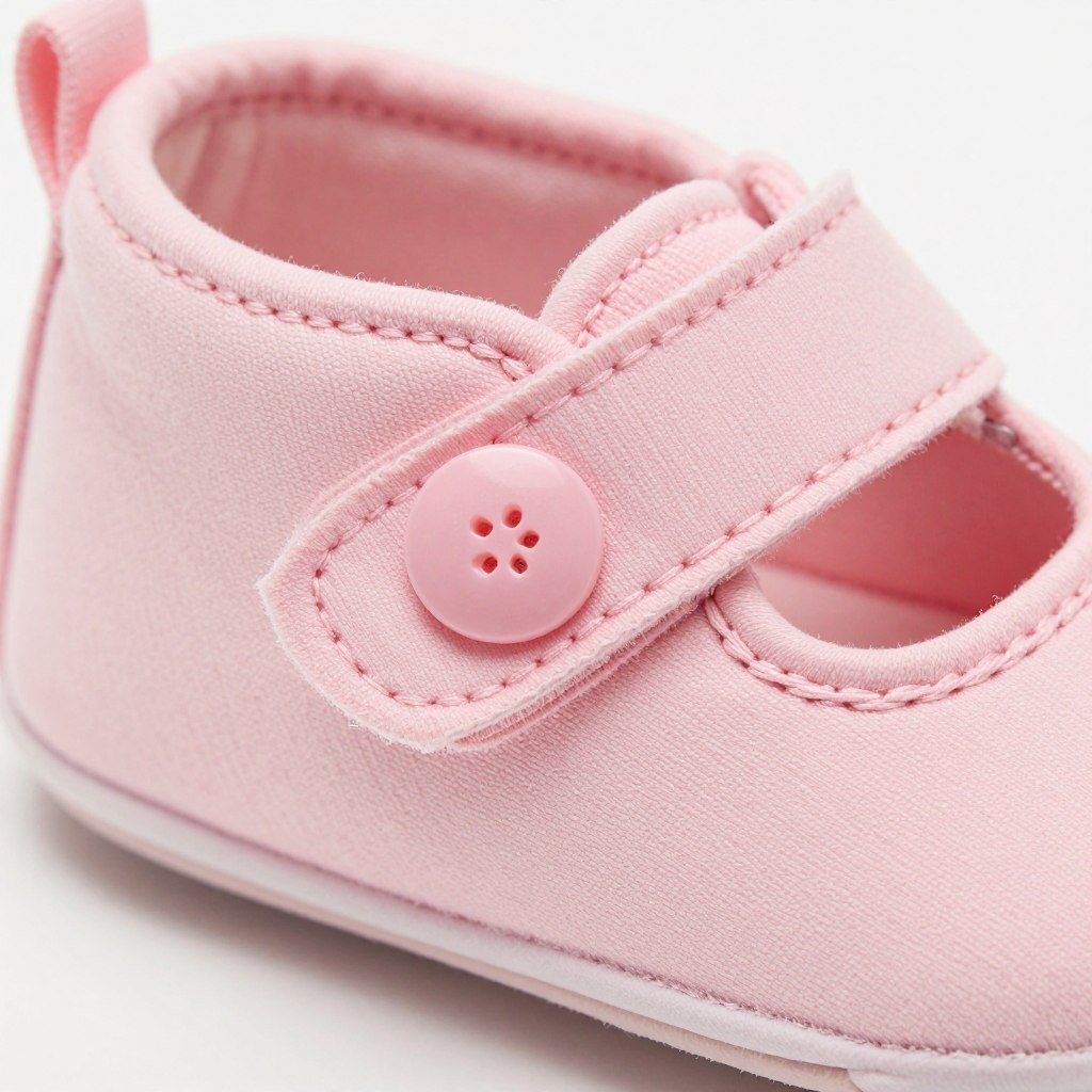 Baby mary jane shoe strap with button closure
