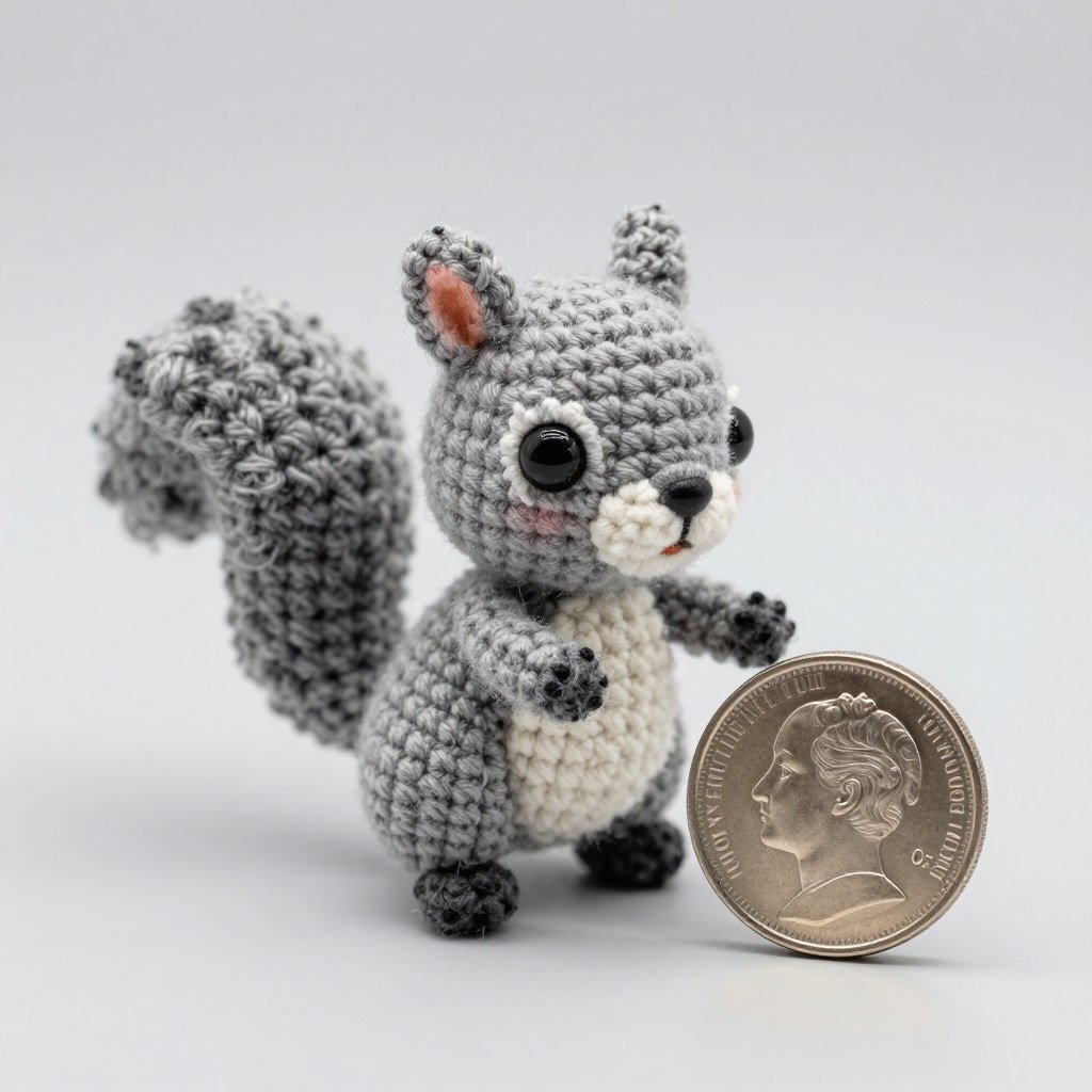 Baby squirrel crochet miniature amigurumi