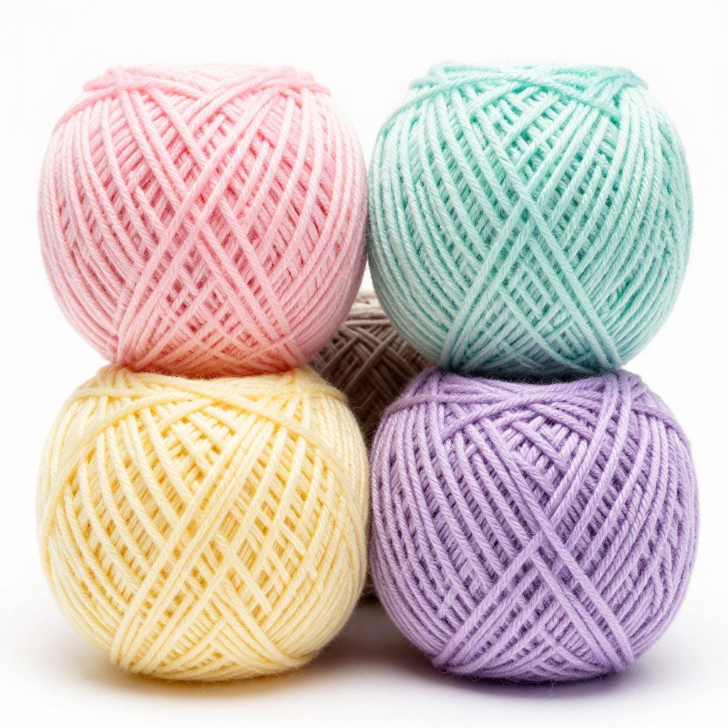 Balls of worsted weight yarn in pastel colors perfect for crochet flowers
