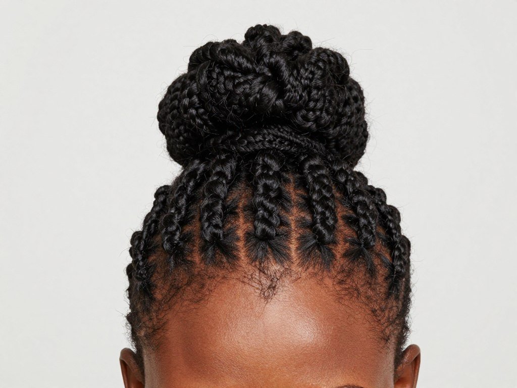 Bantu knots detail showing traditional coiling technique