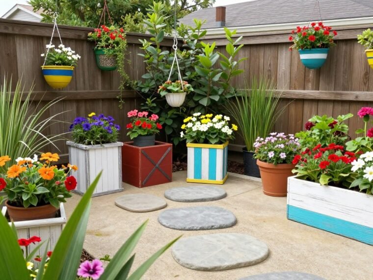 Beautiful DIY yard decor ideas showcasing colorful garden decorations and creative outdoor projects