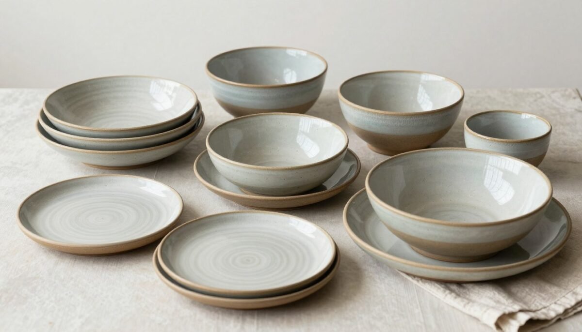 Beautiful handcrafted ceramic dinnerware set with unique artisan glazes
