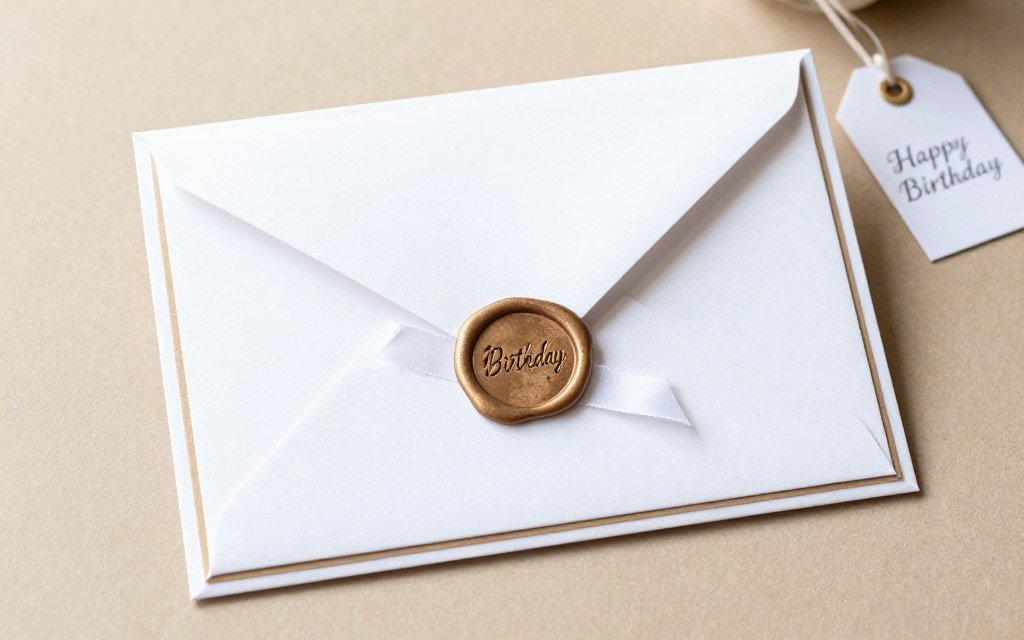 Beautiful presentation of handmade birthday card with matching envelope and embellishments