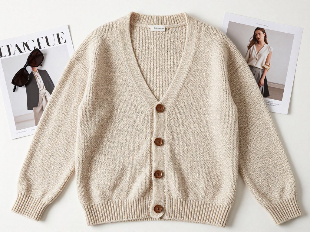 Beautifully styled photo of finished Yngrid Cardigan ready to share on social media