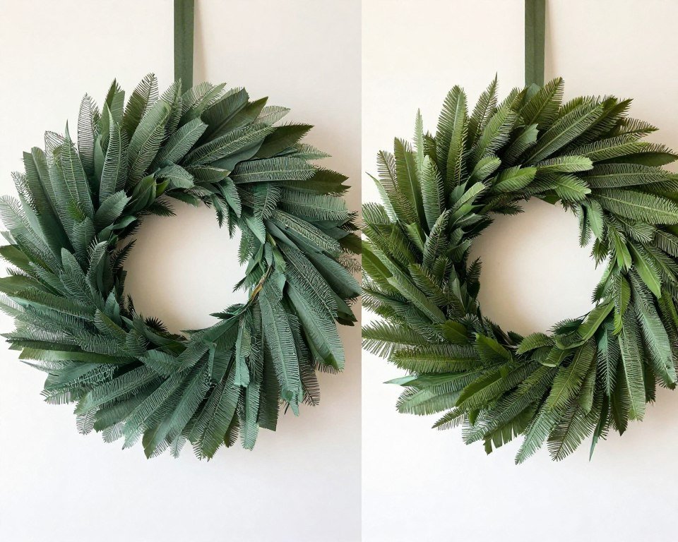Before and after comparison of refreshed deco mesh wreath