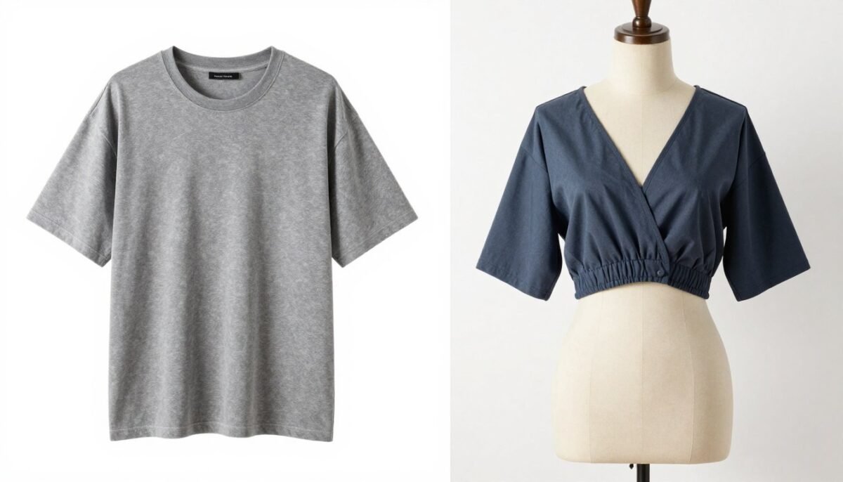 Before and after of DIY crop top made from old t-shirt