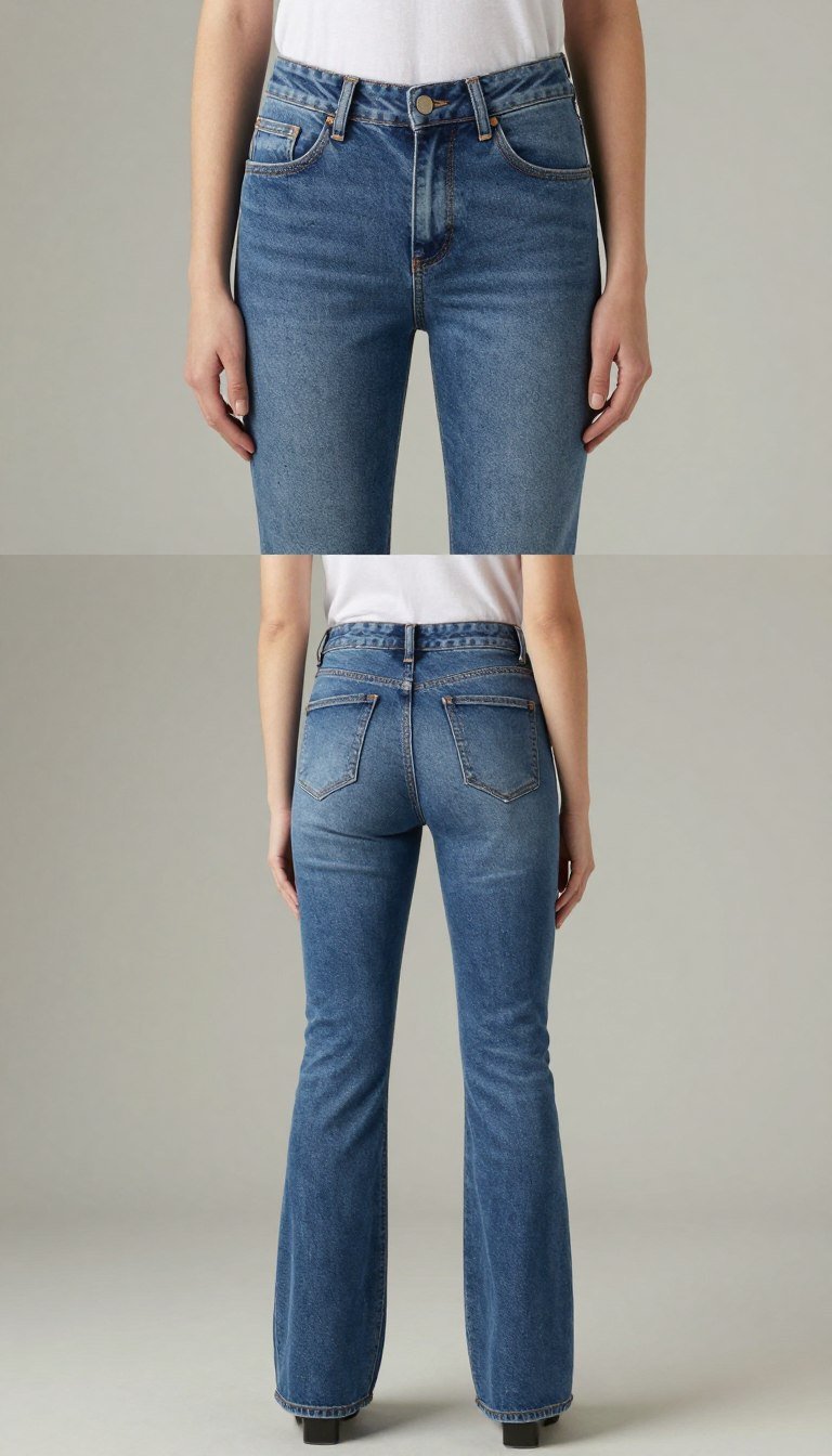 Before and after of low-rise jeans transformed to high-waisted