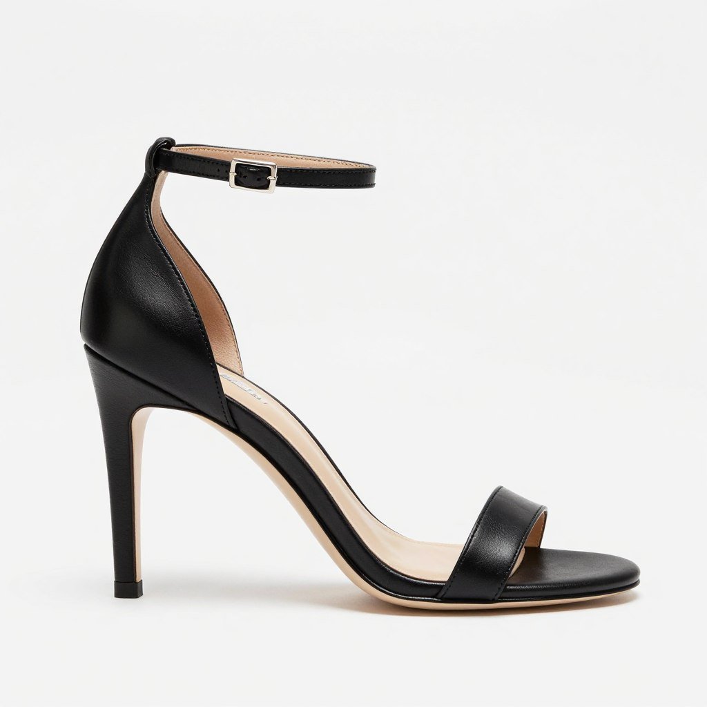 Black leather heeled sandals for Italian evening wear