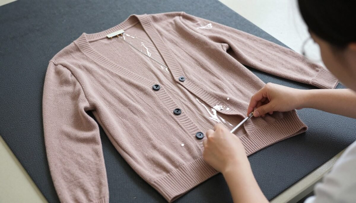 Blocking mats with Yngrid Cardigan pinned out for blocking process