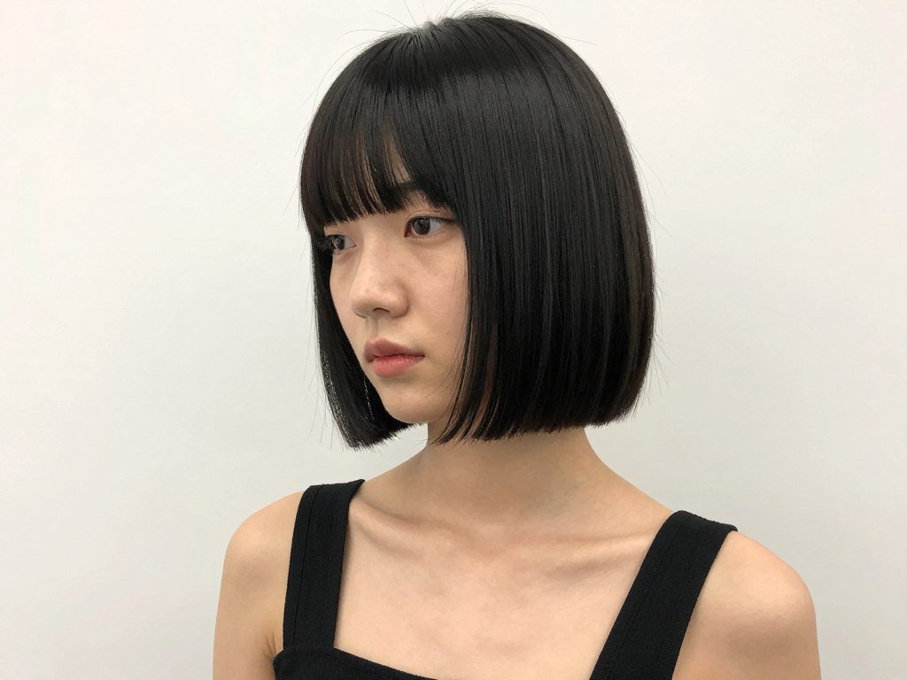Blunt bob haircut with micro bangs summer style