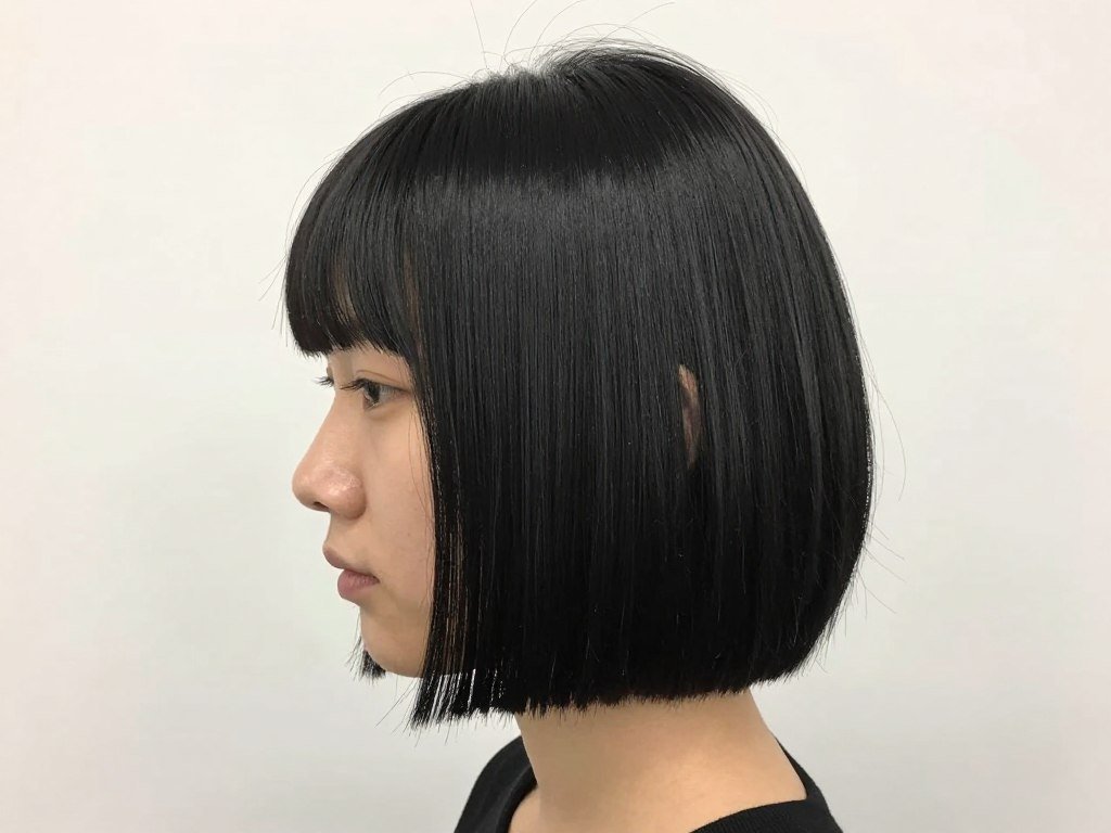 Blunt bob haircut with micro bangs witchy style