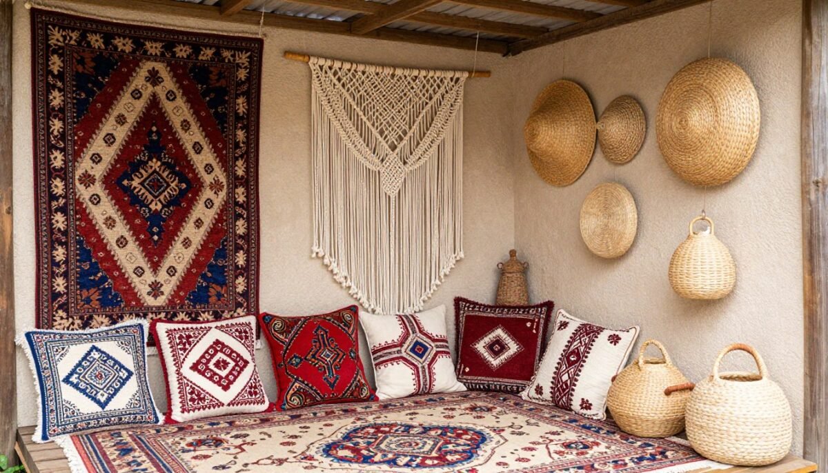 Bohemian textiles in shed house