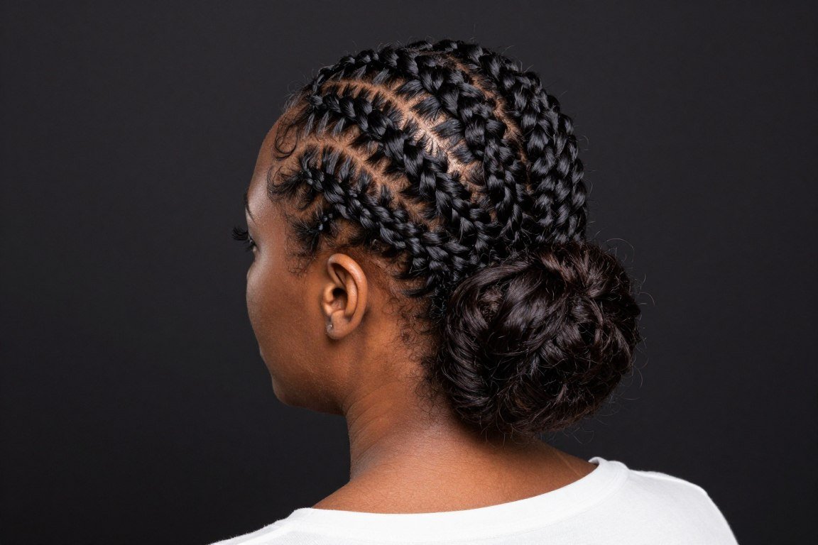 Braided bun base showing textured foundation for Black women's updos