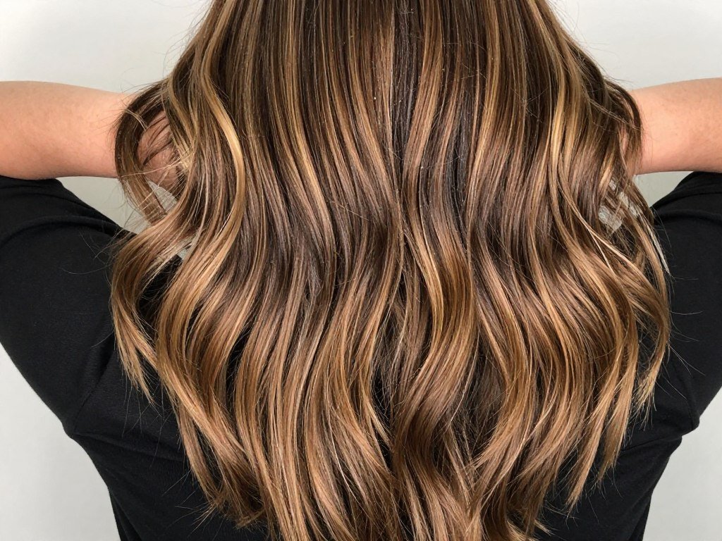 Bronde balayage showing perfect blend of brown and blonde tones