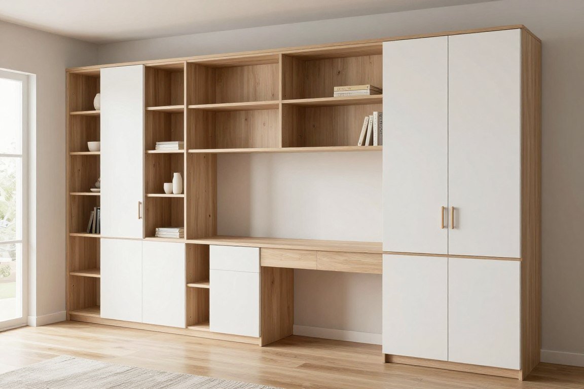 Built-in storage in shed house