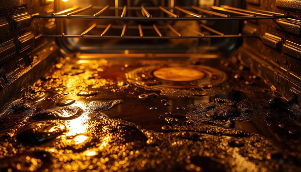 Burnt oil in oven