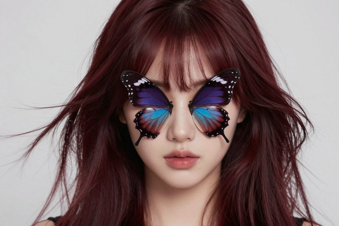 Butterfly layers haircut with witchy styling and dark colors
