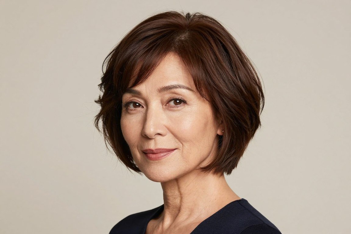Choppy bob designed for aging fine hair that's thinning or changing texture