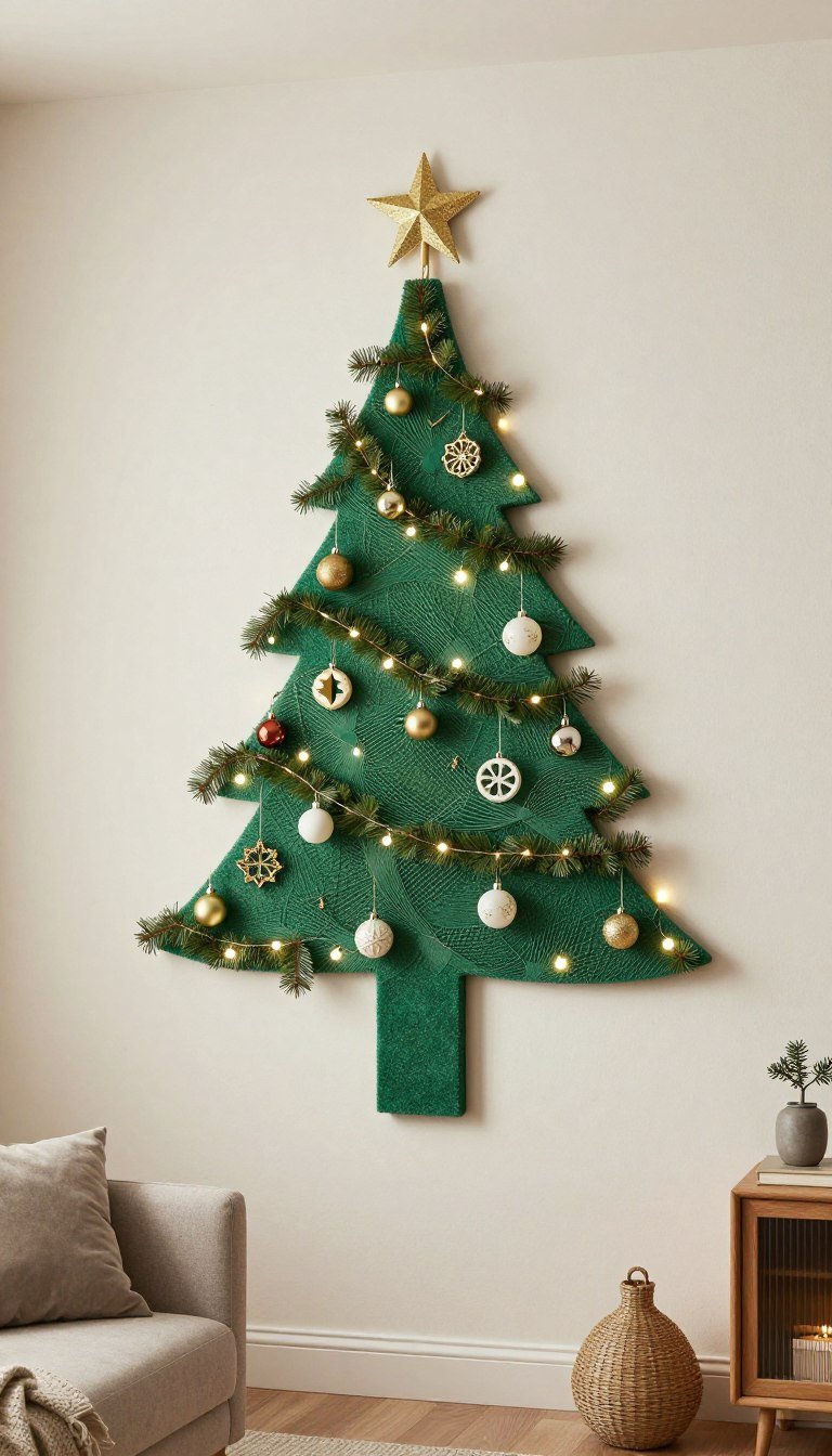 Christmas tree shaped mesh wall decoration