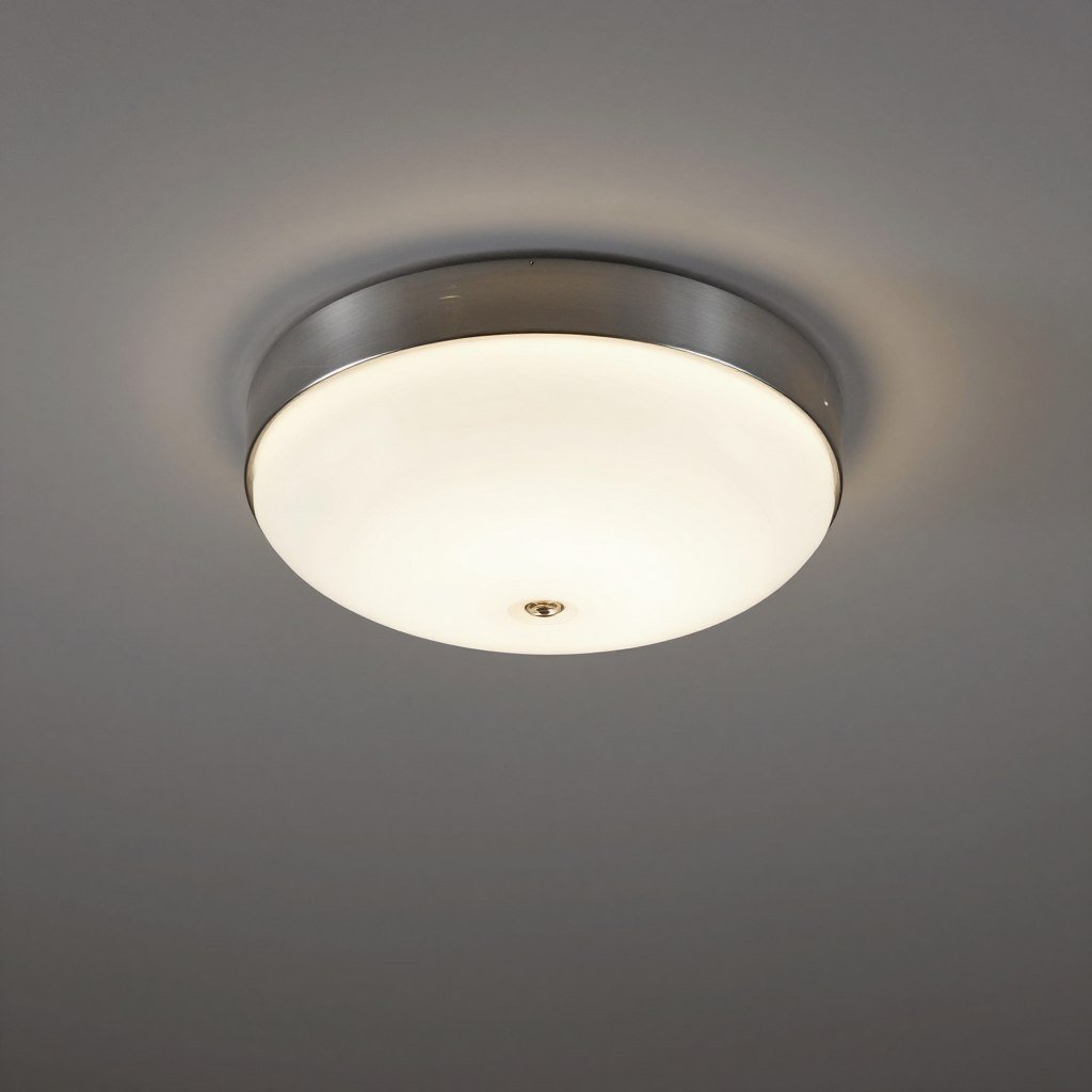Chrome and white glass basic flush mount ceiling light