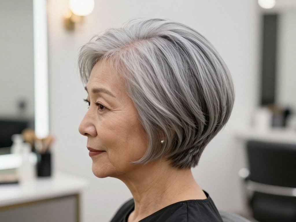 Classic gray pageboy with smooth curved-under styling