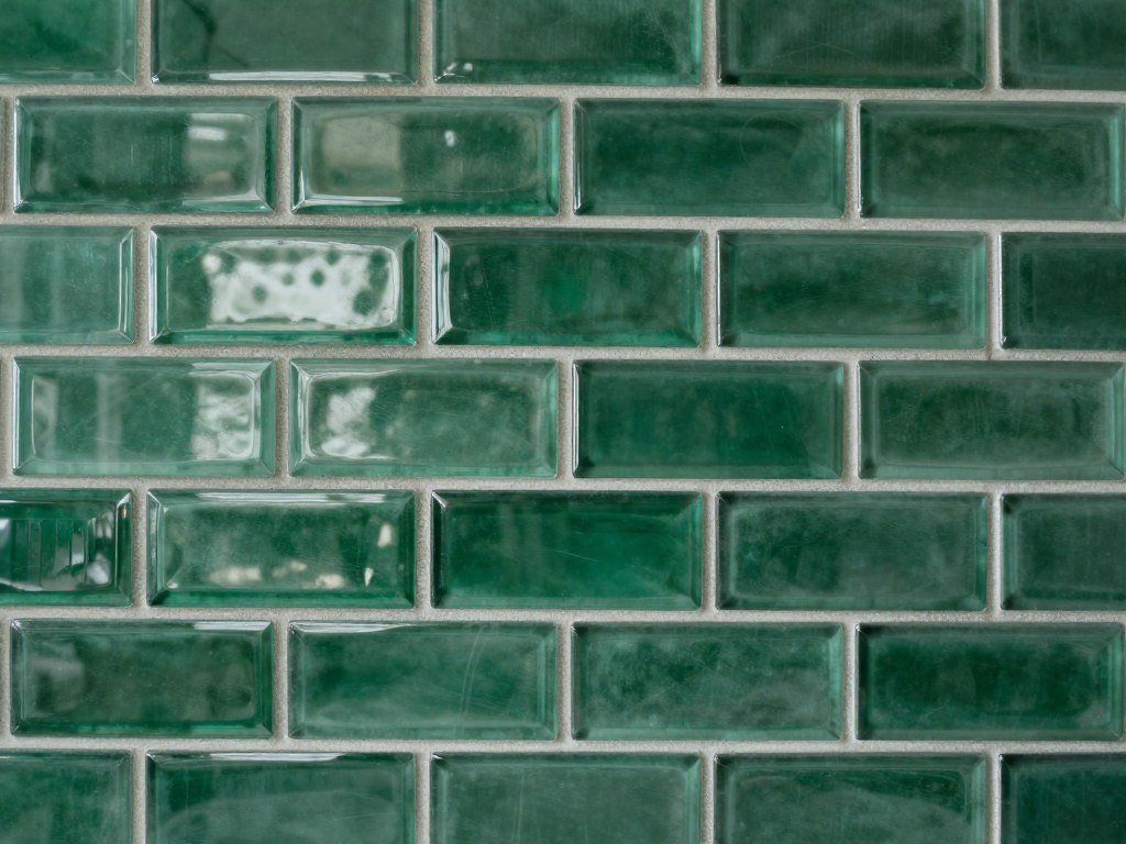 Classic subway pattern emerald glass tiles