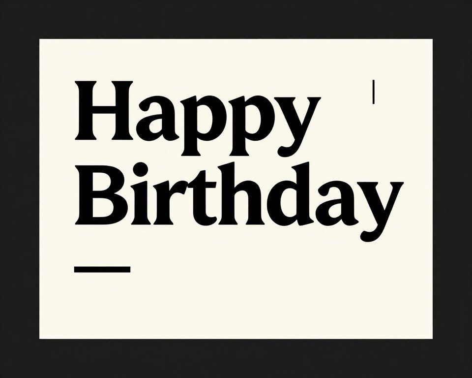 Clean minimalist birthday card with bold typography and simple design elements