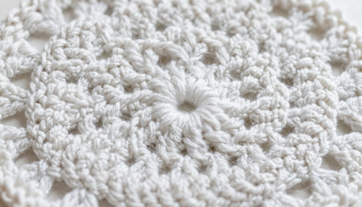 Close-up detail of windowpane puff stitch pattern showing texture and stitch structure