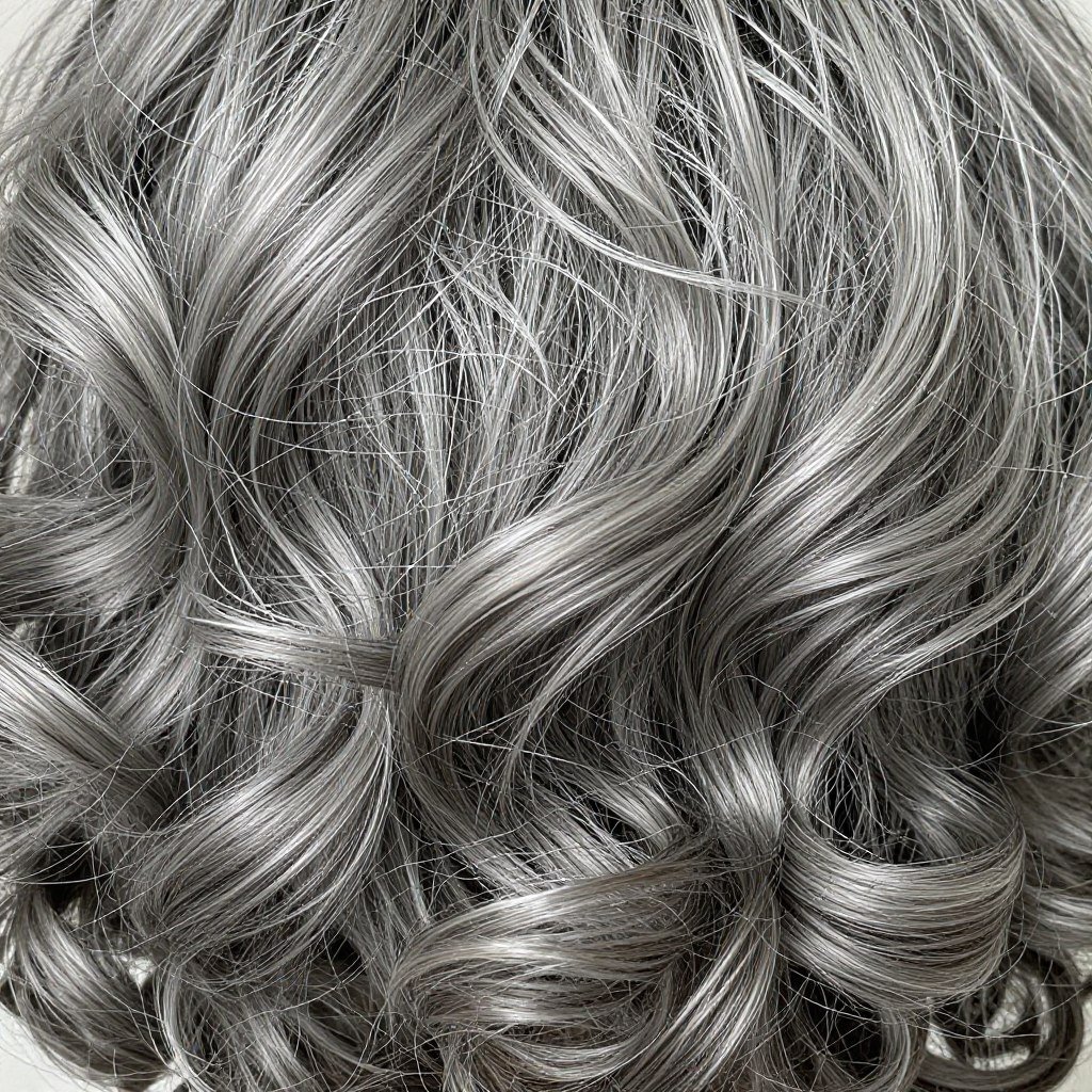 Close-up of beautiful gray natural hair texture on older Black woman