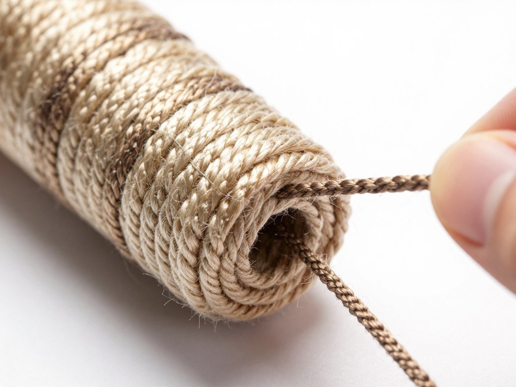 Close-up of gathering knot technique showing wrapping method