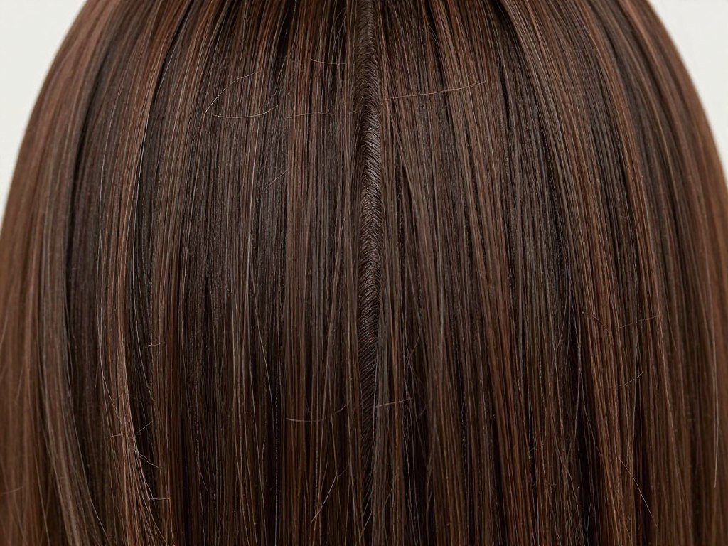 Close-up of piecey bangs technique on thin hair