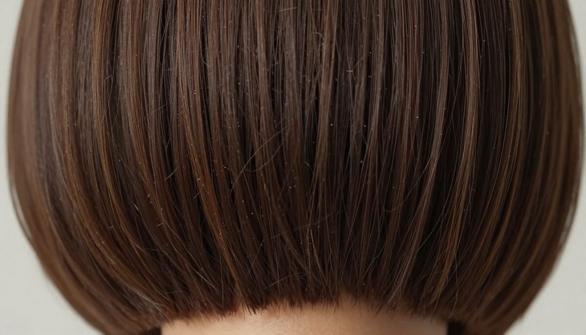 Close-up of soft edges in rounded bob on thin hair
