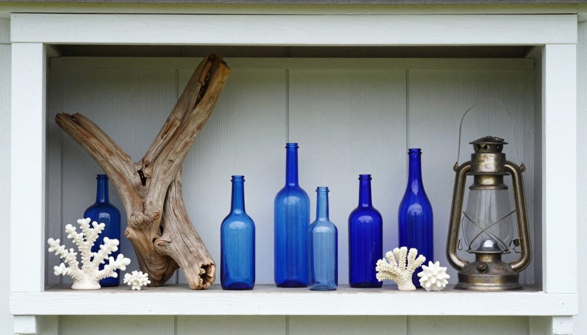 Coastal decor in 16x40 shed house