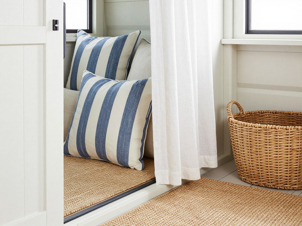 Coastal textiles in tiny home
